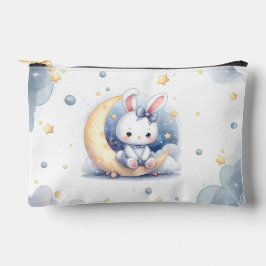 Cute bunny sitting on the moon pencil case アクセサリーポーチ