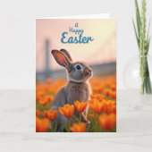 Cute Bunny Spring Bloom Card カード (正面)