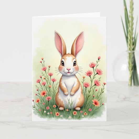 Cute Bunny Spring Day Card カード (正面)
