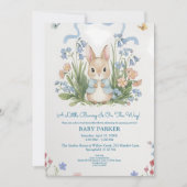Cute Bunny Spring Floral Baby Shower 招待状 (正面)