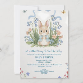 Cute Bunny Spring Floral Baby Shower 招待状