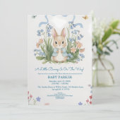 Cute Bunny Spring Floral Baby Shower 招待状 (スタンド正面)