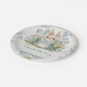 Cute Bunny Spring Floral Baby Shower Personalized ペーパープレート (アングル)