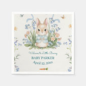 Cute Bunny Spring Floral Personalized Baby Shower  スタンダードカクテルナプキン (正面)
