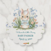 Cute Bunny Spring Floral Personalized Baby Shower  フェイバータグ (裏面)