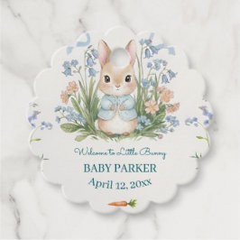 Cute Bunny Spring Floral Personalized Baby Shower  フェイバータグ