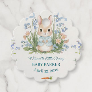 Cute Bunny Spring Floral Personalized Baby Shower  フェイバータグ