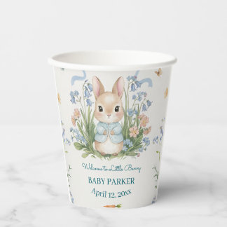 Cute Bunny Spring Floral Personalized Baby Shower  紙コップ