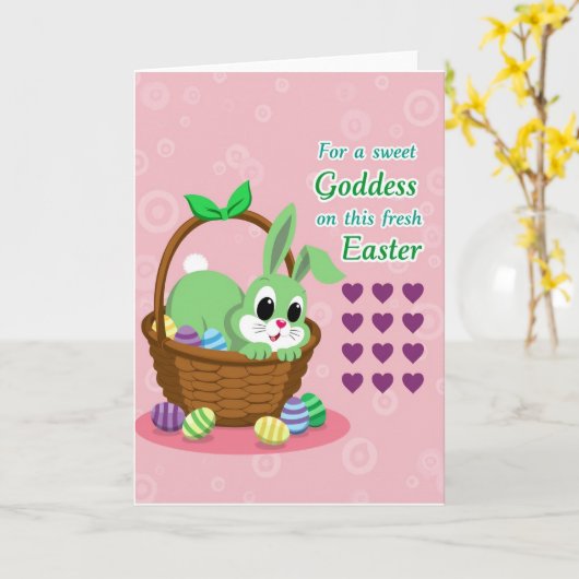 Cute Bunny Spring Holiday Card カード (黄色い花)