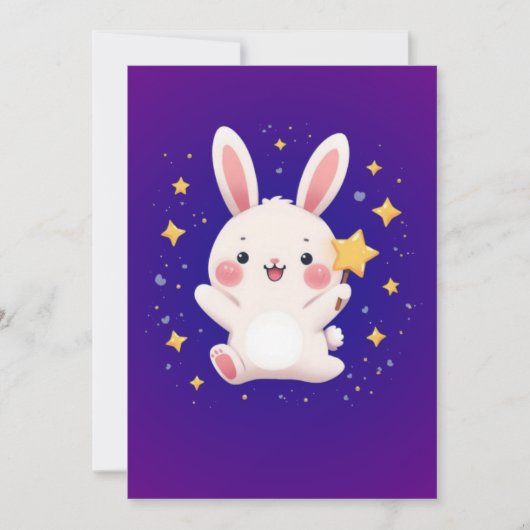 Cute Bunny Star Greeting Card シーズンカード (正面)