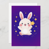 Cute Bunny Star Greeting Card シーズンカード (正面/裏面)
