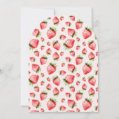 Cute Bunny Strawberry Theme First Birthday  招待状 (裏面)