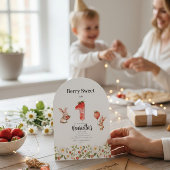 Cute Bunny Strawberry Theme First Birthday  招待状