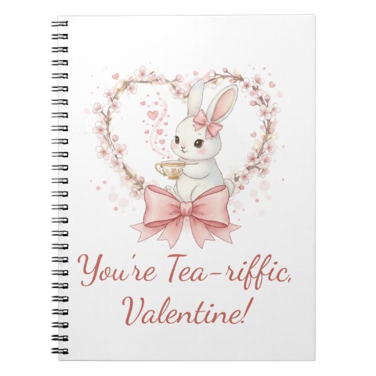Cute Bunny Tea-riffic Valentine Spiral Notebook ノートブック (正面)