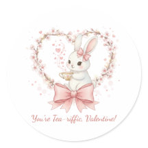 Cute Bunny Tea-riffic Valentine Sticker