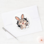 Cute Bunny Torn Paper Sticker ラウンドシール (封筒)