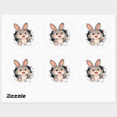 Cute Bunny Torn Paper Sticker ラウンドシール (シート)