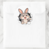 Cute Bunny Torn Paper Sticker ラウンドシール (バッグ)
