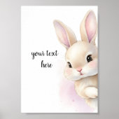 Cute Bunny Watercolor Personalized Text  ポスター (正面)