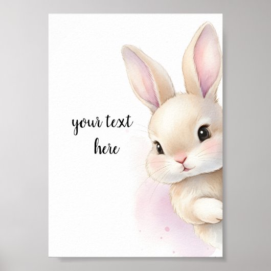 Cute Bunny Watercolor Personalized Text  ポスター (正面)