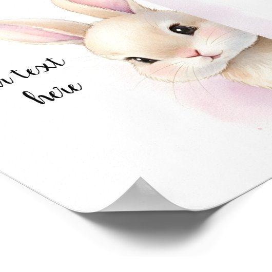 Cute Bunny Watercolor Personalized Text  ポスター (角)