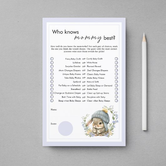 Cute Bunny Wildflowers Baby Shower Party Games