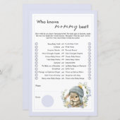 Cute Bunny Wildflowers Baby Shower Party Games (正面/裏面)