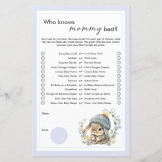Cute Bunny Wildflowers Baby Shower Party Games