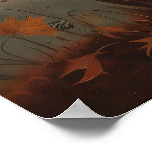 Cute Bunny Witch on Pumpkin Art Printable, Hallowe ポスター (角)