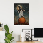 Cute Bunny Witch on Pumpkin Art Printable, Hallowe ポスター (ホームオフィス)