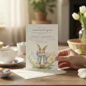 Cute Bunny with Balloons Easter Party Invite シーズンカード