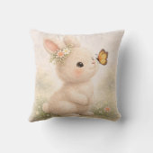 Cute Bunny With Butterfly Neutral Nursery  クッション (裏面)
