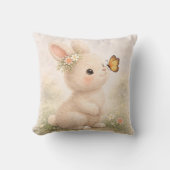 Cute Bunny With Butterfly Neutral Nursery  クッション (正面)