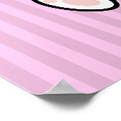 Cute Bunny with Carrots, Pink stripe Nursery Print ポスター (角)