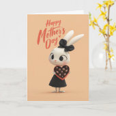 Cute Bunny With Chocolates Mother's Day Card カード (黄色い花)