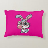 Cute Bunny with Glasses Blowing Bubble Gum アクセントクッション (裏面)