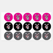 Cute Bunny with Glasses Blowing Bubble Gum ラベル (シート)