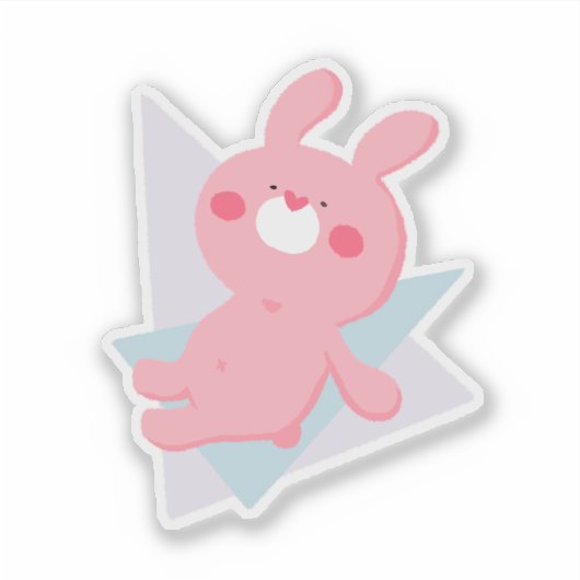 Cute bunny with heart nose シール (正面)