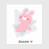 Cute bunny with heart nose シール (シート)