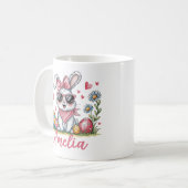 Cute Bunny with Sunglasses Custom Name Easter Gift コーヒーマグカップ (正面左)