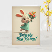 Cute Bunny You’re the Best Mama Card カード (黄色い花)