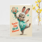 Cute Bunny You’re the Best Mama Card カード (黄色い花)