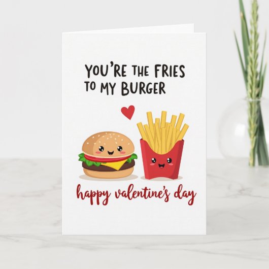 Cute Burger Fries Valentine Card カード (正面)