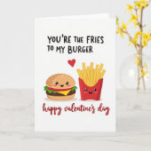 Cute Burger Fries Valentine Card カード (黄色い花)