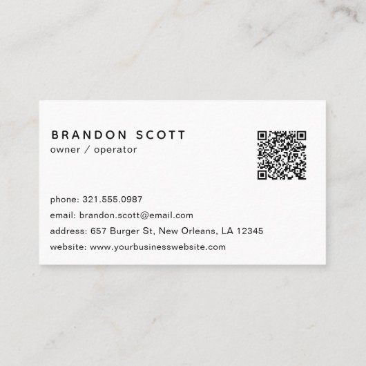 Cute Burger QR Code Restaurant 名刺 (裏面)