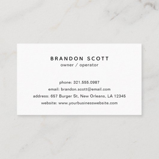 Cute Burger Restaurant 名刺 (裏面)