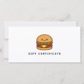 Cute Burger Restaurant Business Gift Certificate (正面)