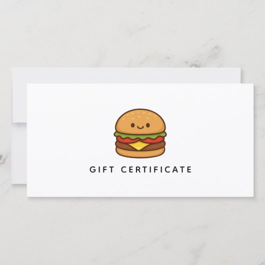 Cute Burger Restaurant Business Gift Certificate (正面)