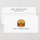 Cute Burger Restaurant Business Gift Certificate (正面/裏面)