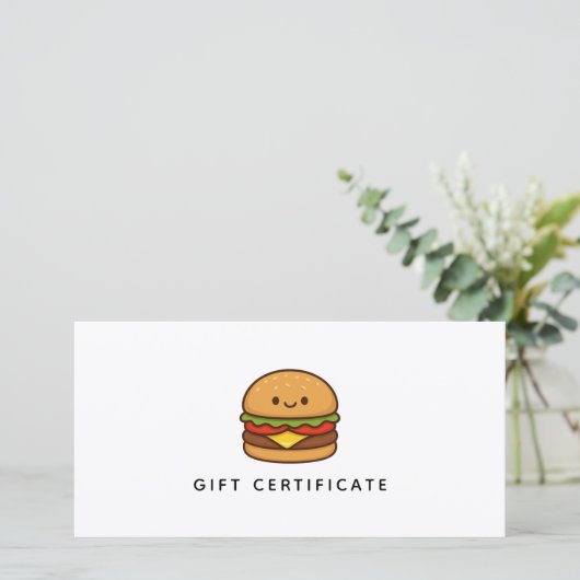 Cute Burger Restaurant Business Gift Certificate (スタンド正面)